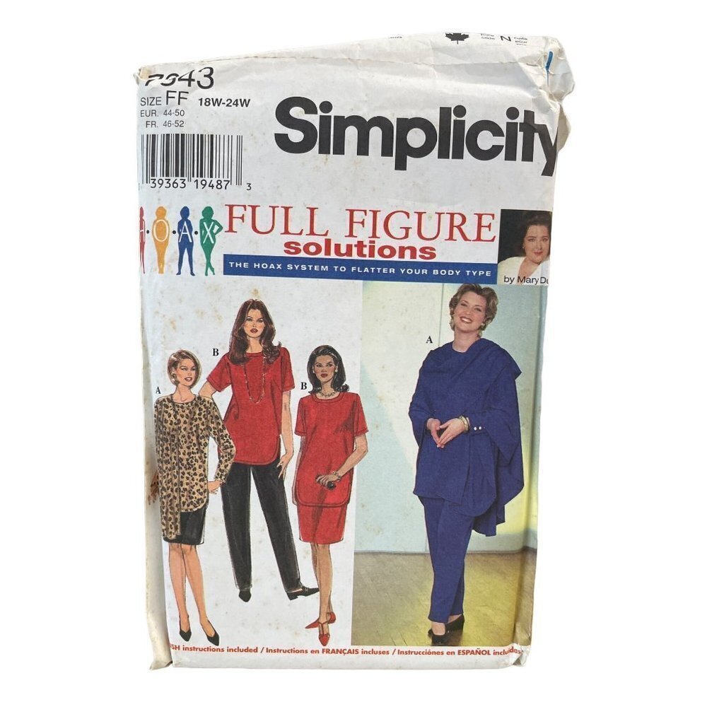 Simplicity Sewing Pattern 7343 Tunic Skirt Pants Wrap Womens‎ Size 18W-24W